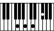 Piano keyboard image for the Gmaj7 chord on notes: G B D F#