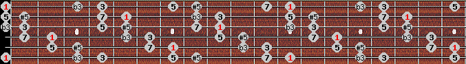 augmented scale on key E for Guitar
