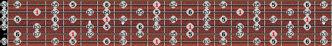 Diminished (halftone - wholetone) scale on key C# for Guitar