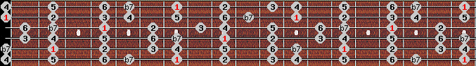 Dominant 7th scale on key B for Guitar