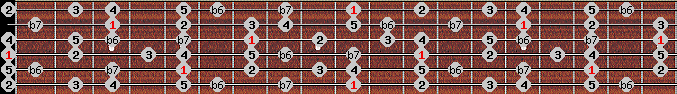 Hindu scale on key D for Guitar
