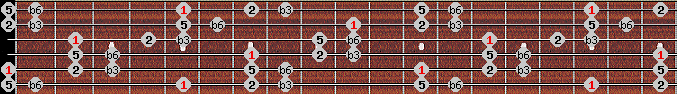 Hirajoshi scale on key A for Guitar