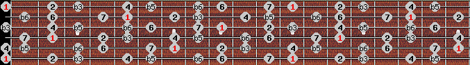 Octatonic (W-H) scale on key E for Guitar